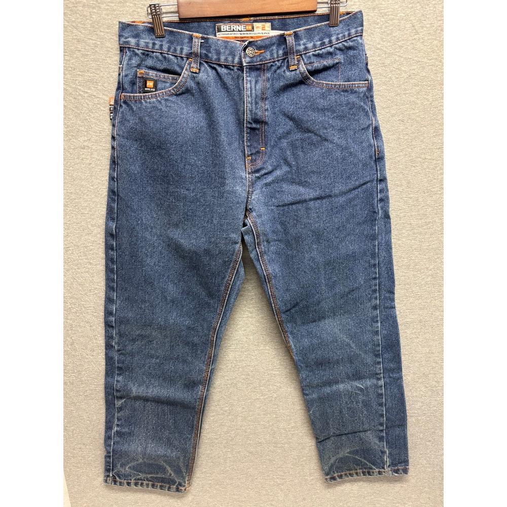 Berne Jeans Flame Resistant HRC2 Straight Leg Mens Blue Denim Workwear‎ 32x30 FR